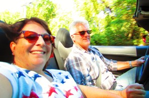 Cruising in the convertible on a sunny fall day.