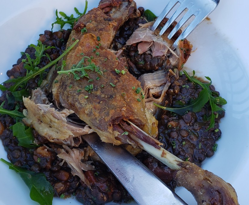 overcooked, dry duck on a plate