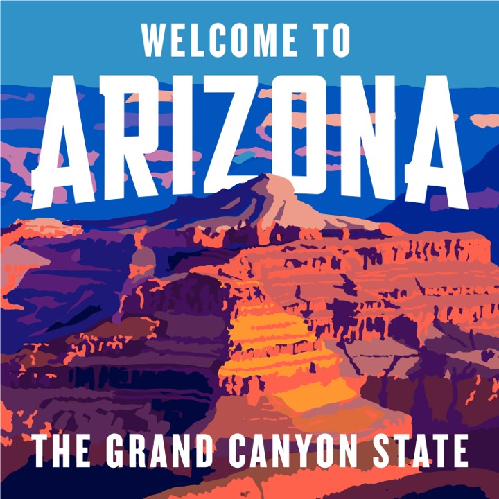 graphic of Grand Canyon on welcome sign